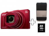 Nikon COOLPIX S9700 Rood (incl. tasje en 8 GB geheugenka
