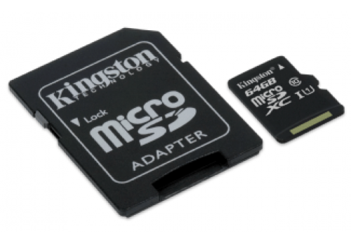 KINGSTON MicroSDHC 64GB Class 10 UHS-I + Adapter